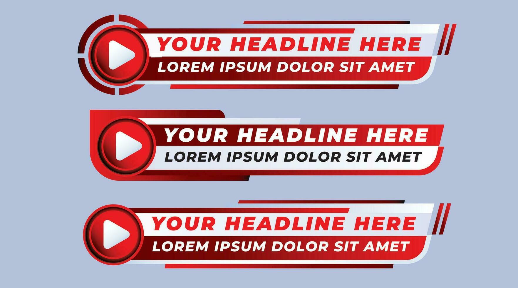 Lower third news sport play shape badge abstract red geometric modern banner design vector