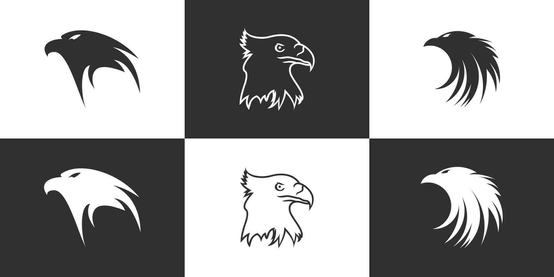 Set head eagle logo design with unique concept Premium Vector