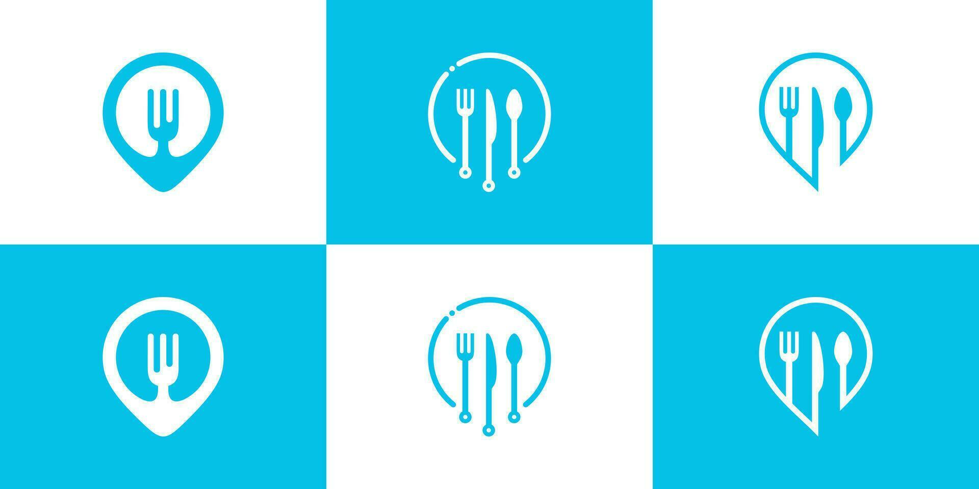 Set food logo design with creative style concept Premium Vector