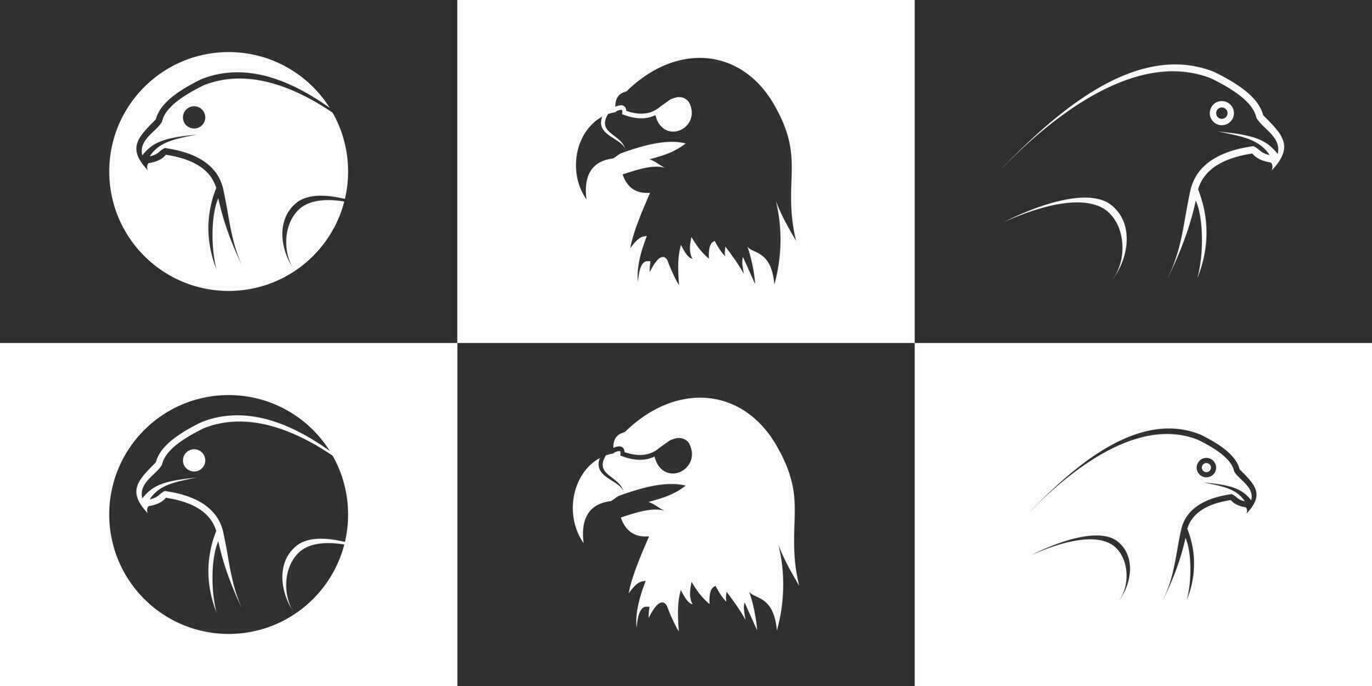 Set head eagle logo design with unique concept Premium Vector