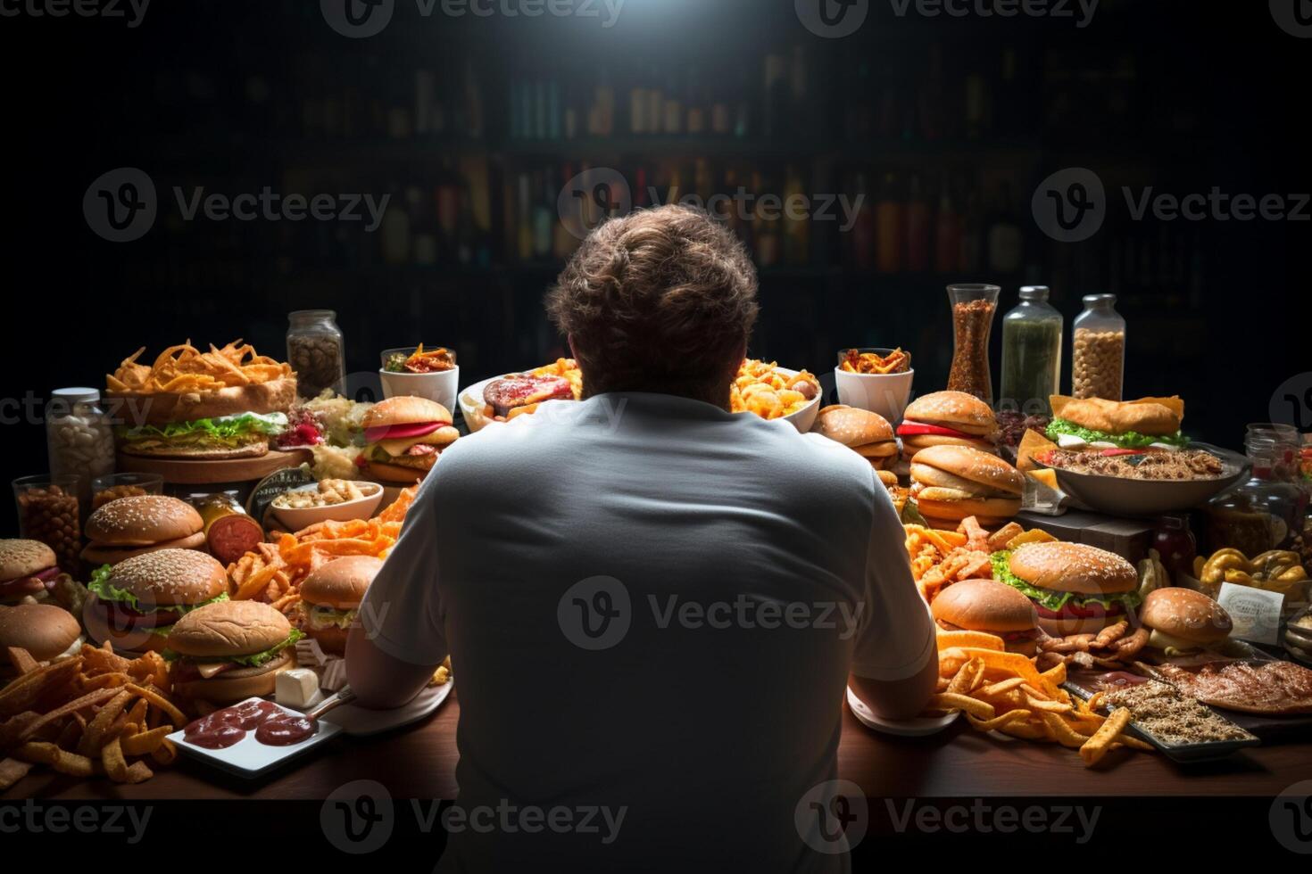 Poor Dietary Habits Rear View Of Man Eating Unhealthy Food Promoting poor-dietary-habits-rear-view-of-man-eating-unhealthy-food-promoting