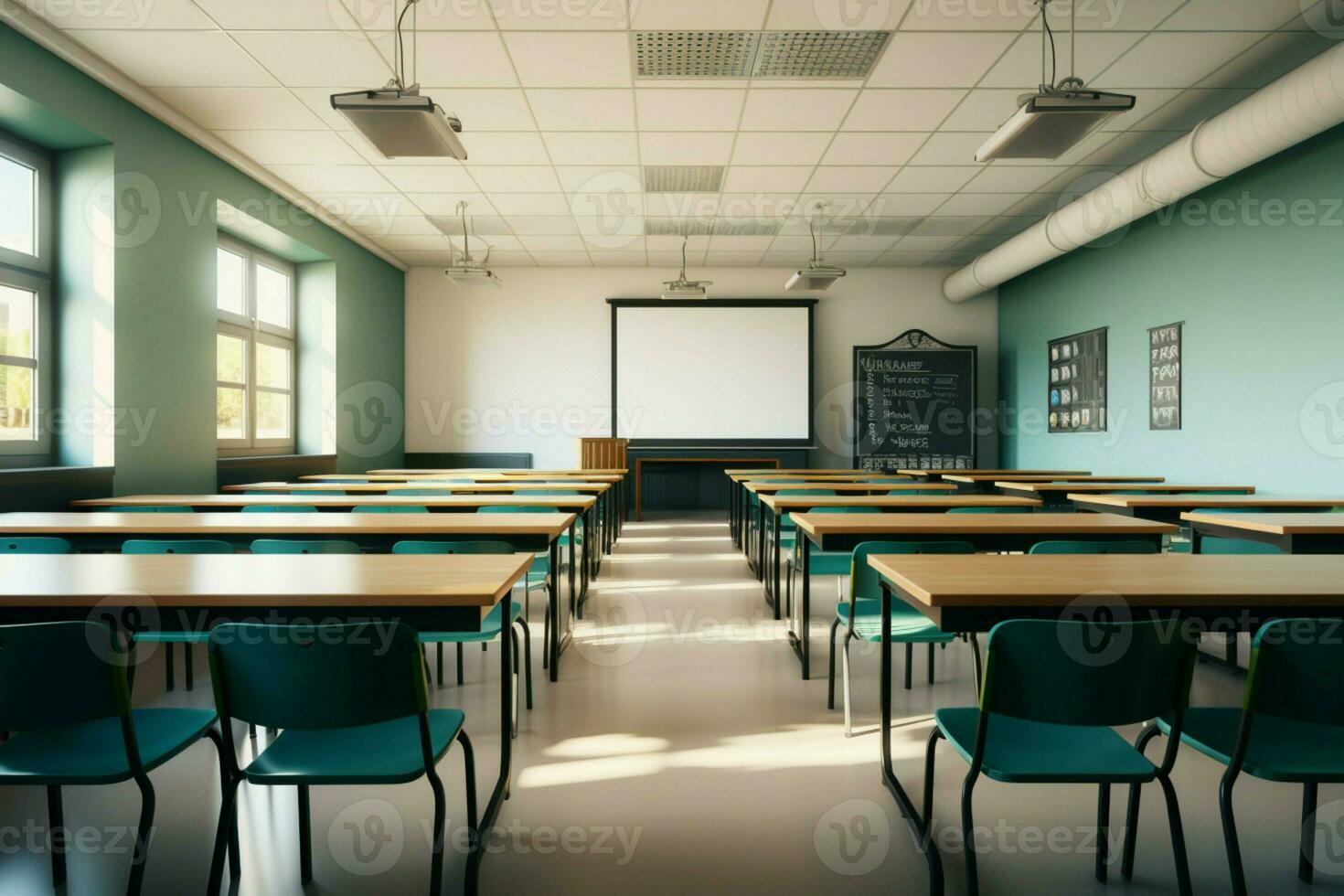 Educational silence Empty university classroom holds the promise of knowledge sharing AI Generated photo