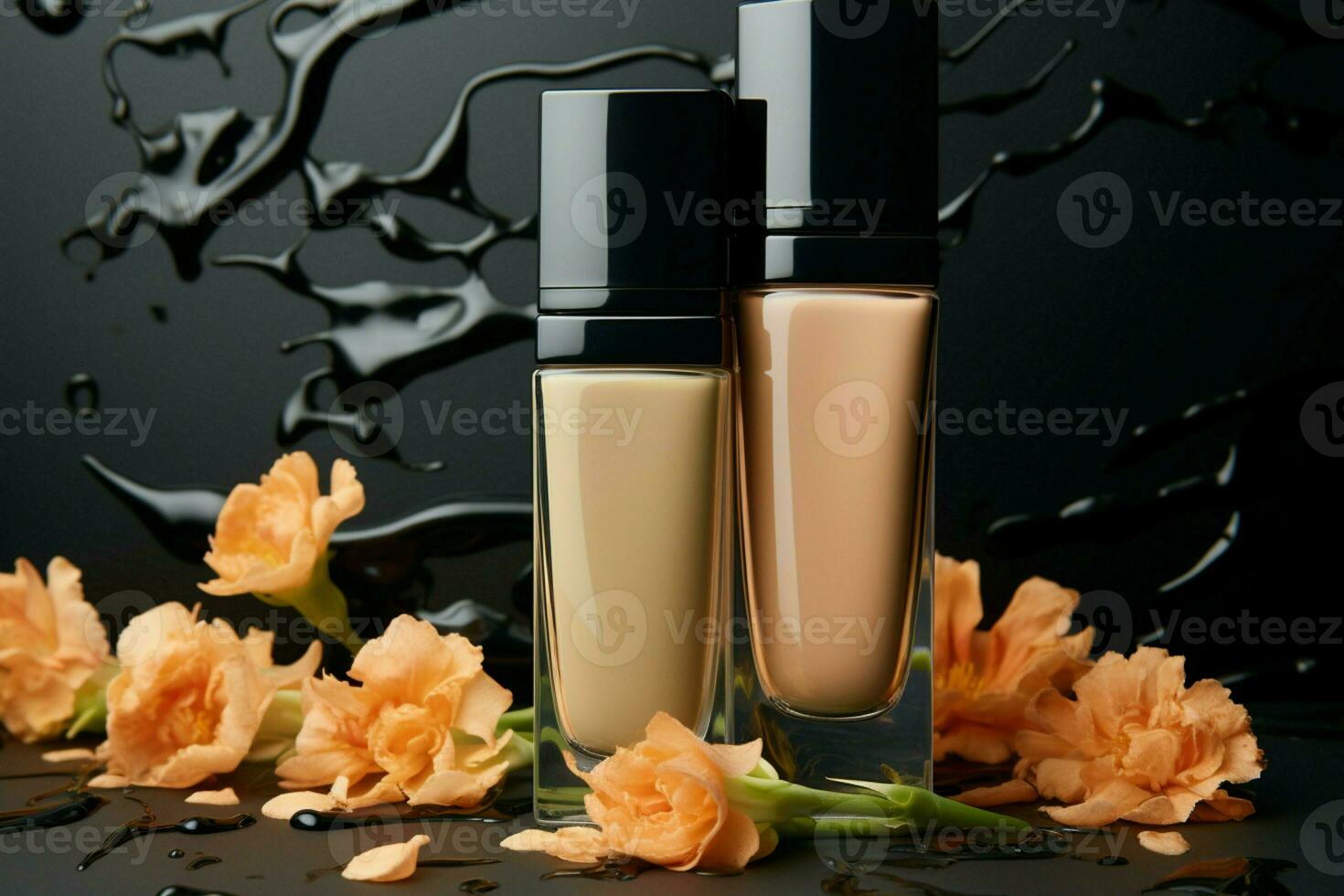 Still life Foundation product showcased with artful branding, capturing essence and aesthetics. AI Generated photo