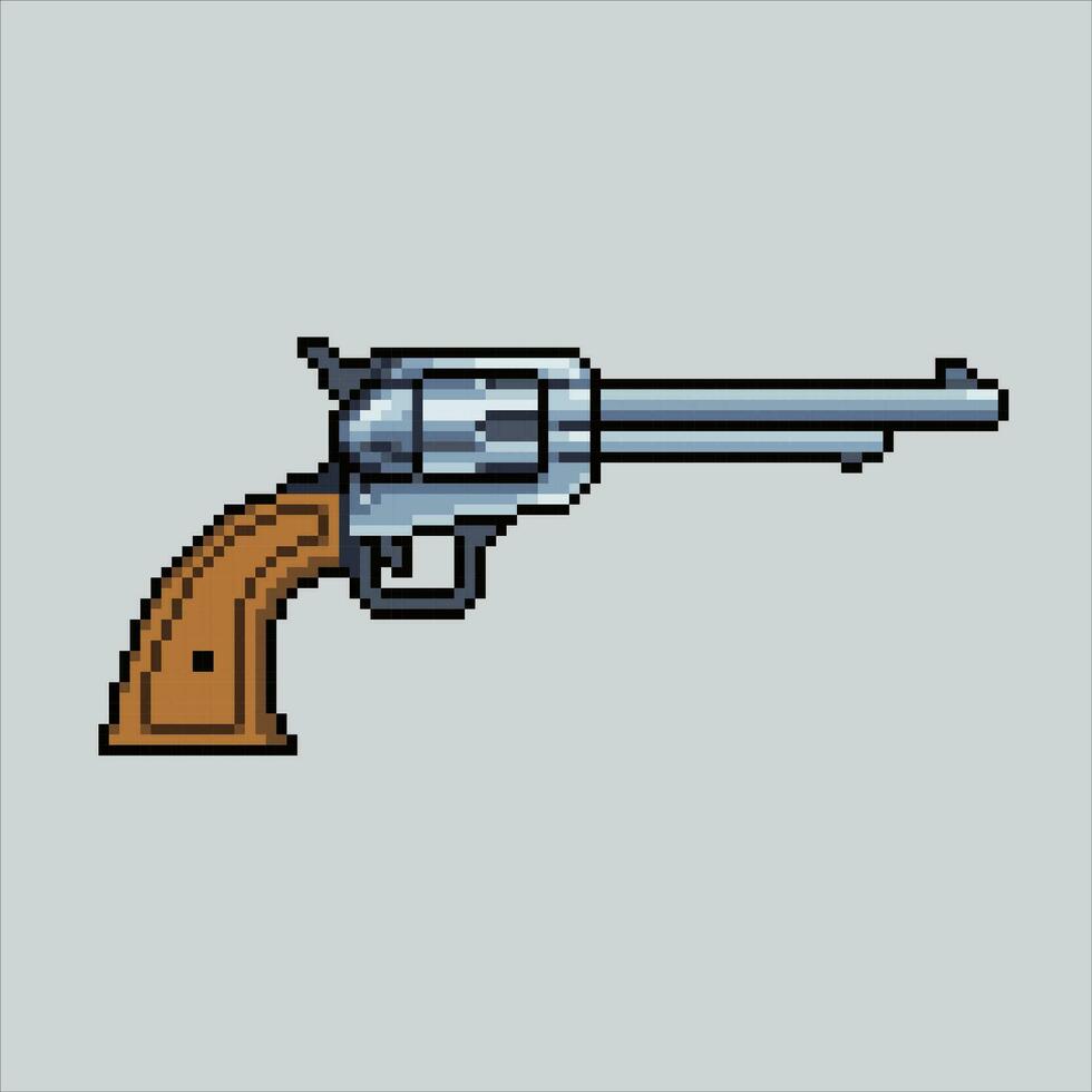 Pixel art Pistol. Pixelated Pistol. Pistol Roulette Gun Weapon icons background pixelated for the pixel art game and icon for website and video game. old school retro. vector