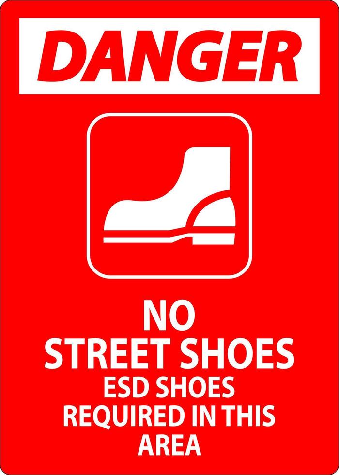 Danger Sign No Street Shoes, ESD Shoes Required In This Area vector