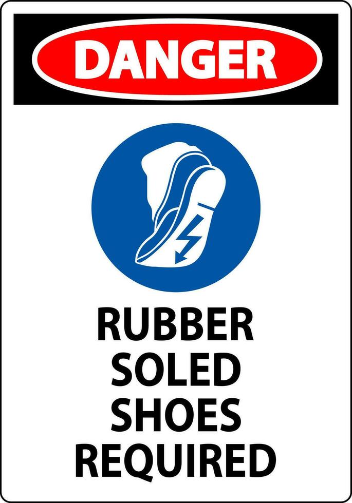Danger Sign Rubber Soled Shoes Required vector