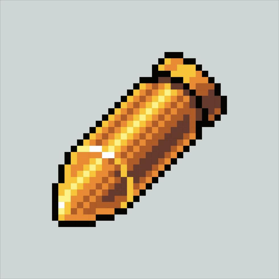 Pixel art Bullet. Pixelated Bullet. Bullet pistol Weapon icons background pixelated for the pixel art game and icon for website and video game. old school retro. vector