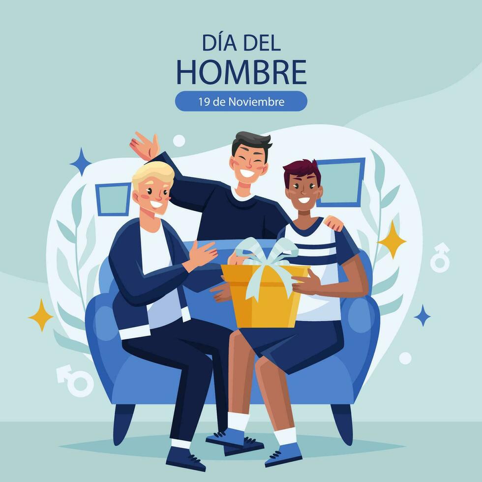 HAND DRAWN FLAT DIA DEL HOMBRE ILLUSTRATION - CONCEPT3 vector