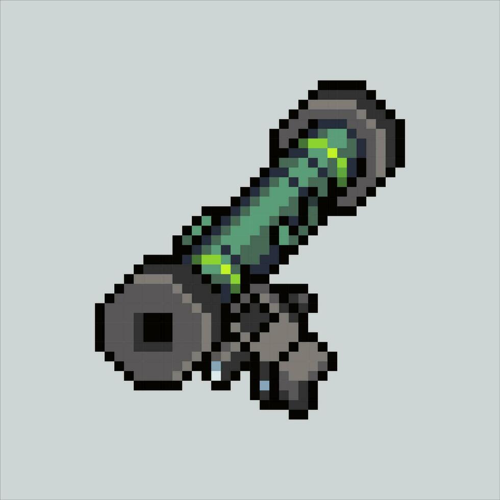 Pixel art Bazooka. Pixelated Bazooka. Bazooka rpg Weapon icons background pixelated for the pixel art game and icon for website and video game. old school retro. vector