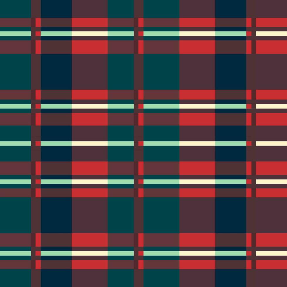 Vintage Christmas Plaid Line Seamless Geometric Red and Dark Green Tartan Pattern Background - Classic Winter Fashion Design for Textiles and Decorate vector