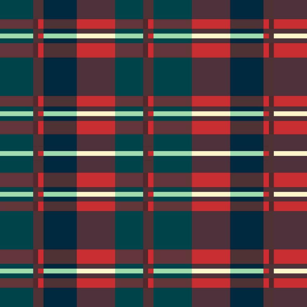 Vintage Christmas Plaid Line Seamless Geometric Red and Dark Green Tartan Pattern Background - Classic Winter Fashion Design for Textiles and Decorate vector