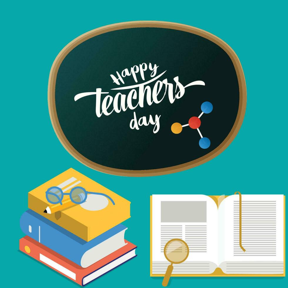 Happy Teachers Day greeting card or poster design vector