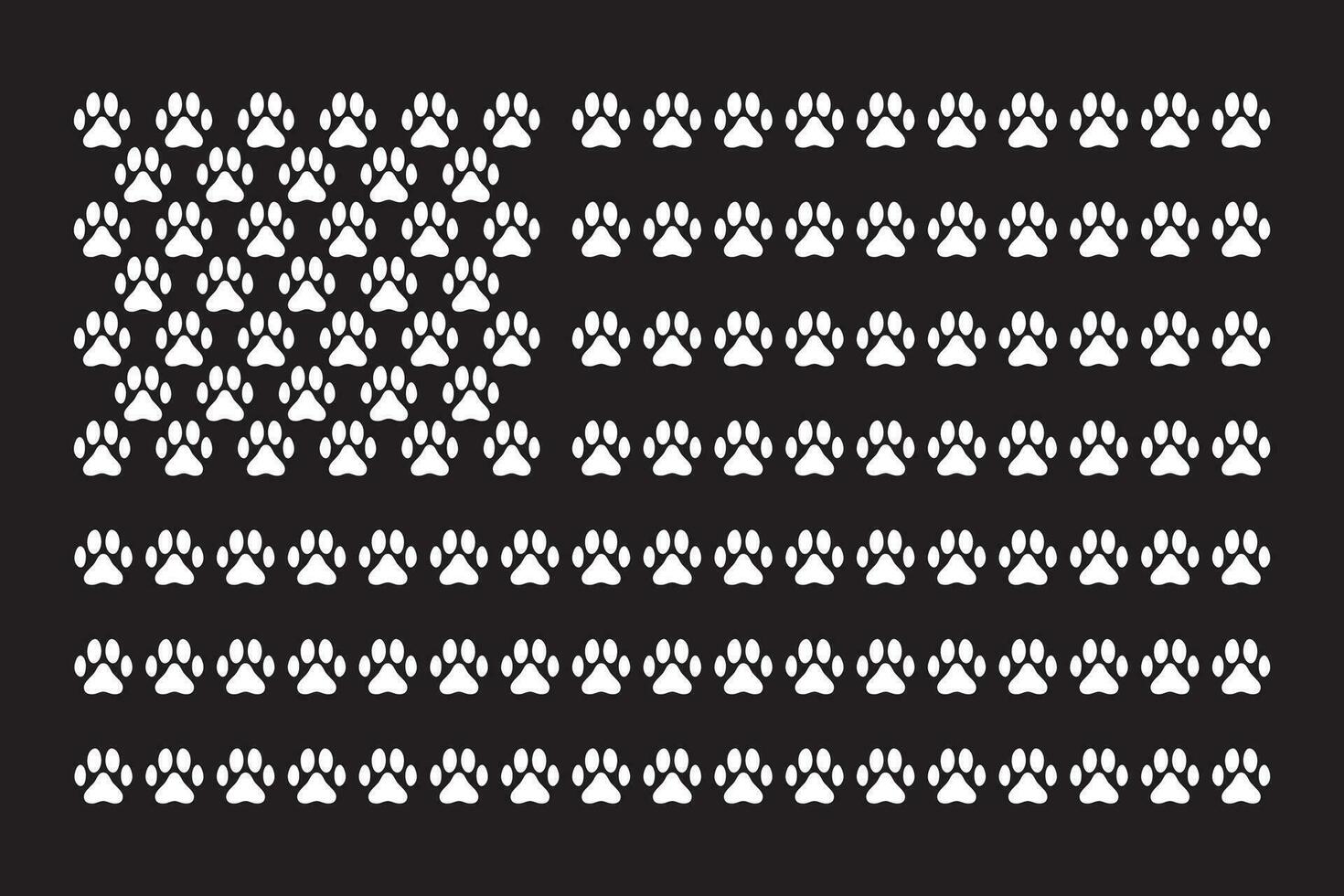 Made out of paw prints, the American flag vector