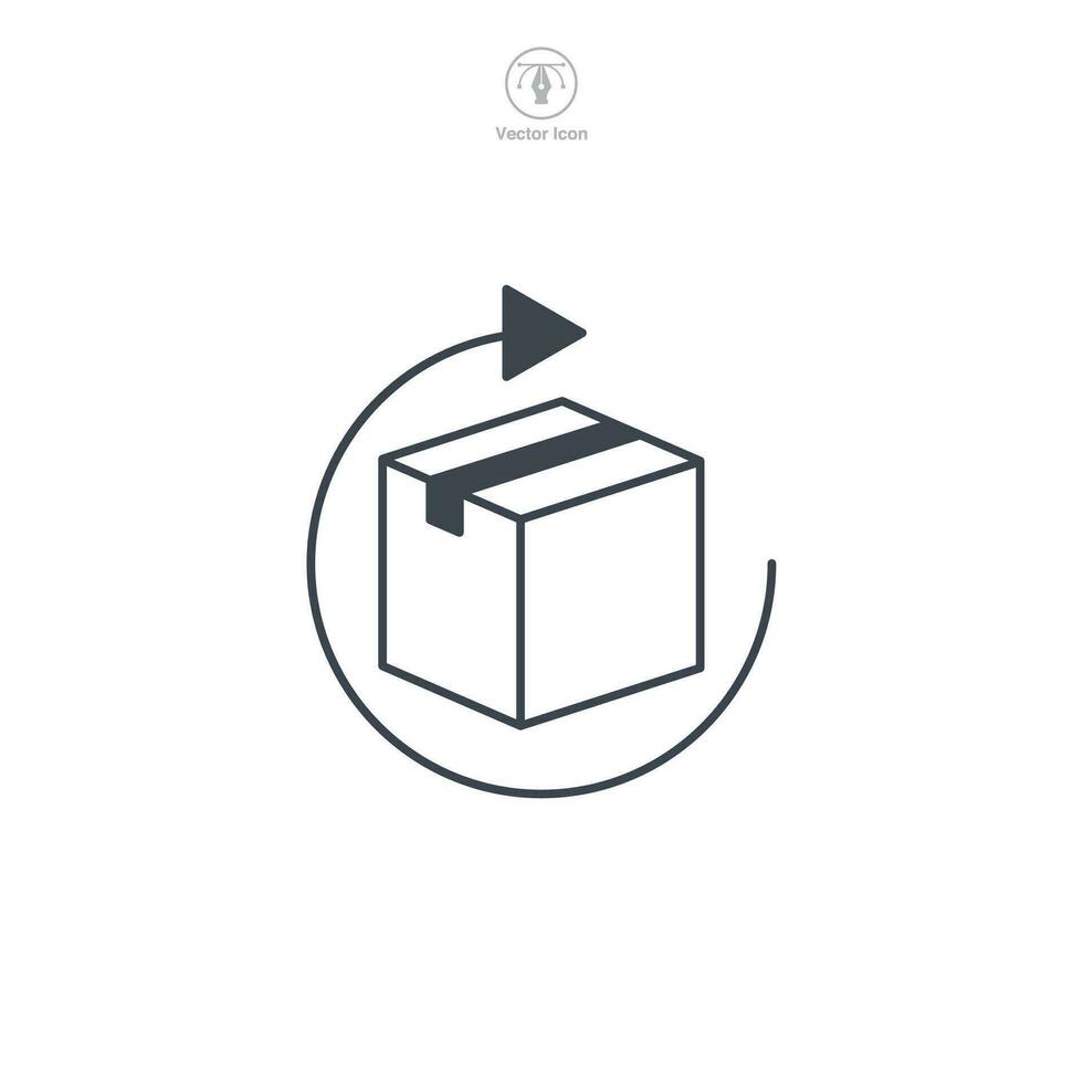 Cardboard Box with Return Arrow icon symbol vector illustration isolated on white background