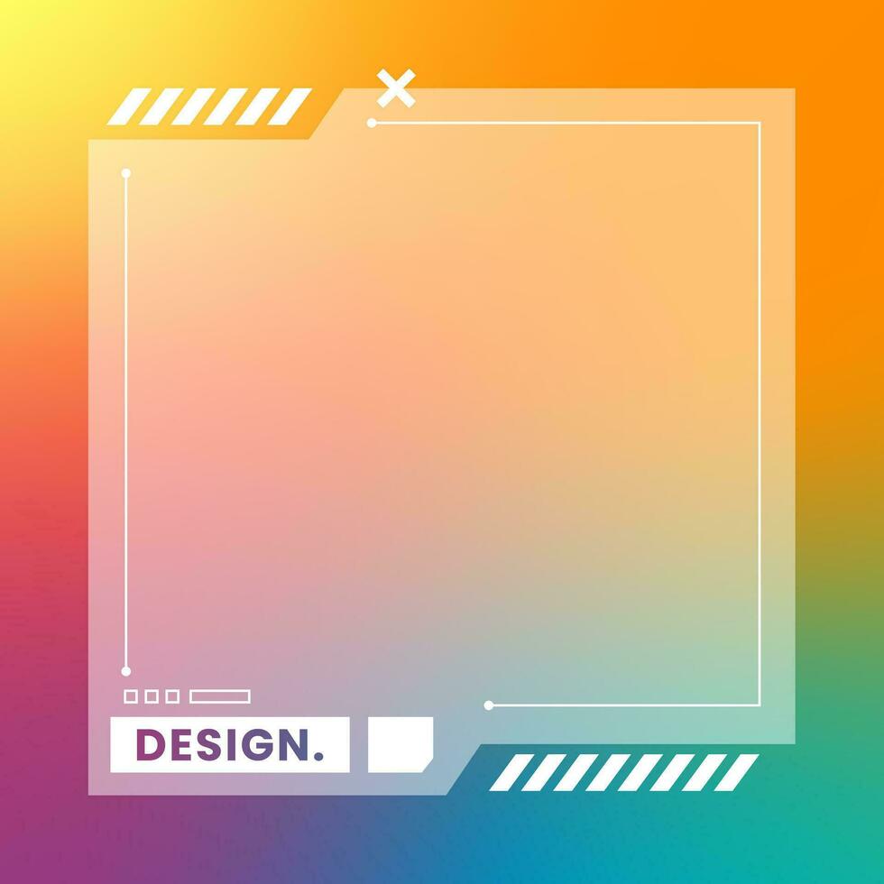 Futuristic square gradient background. Social media frame vector illustration.