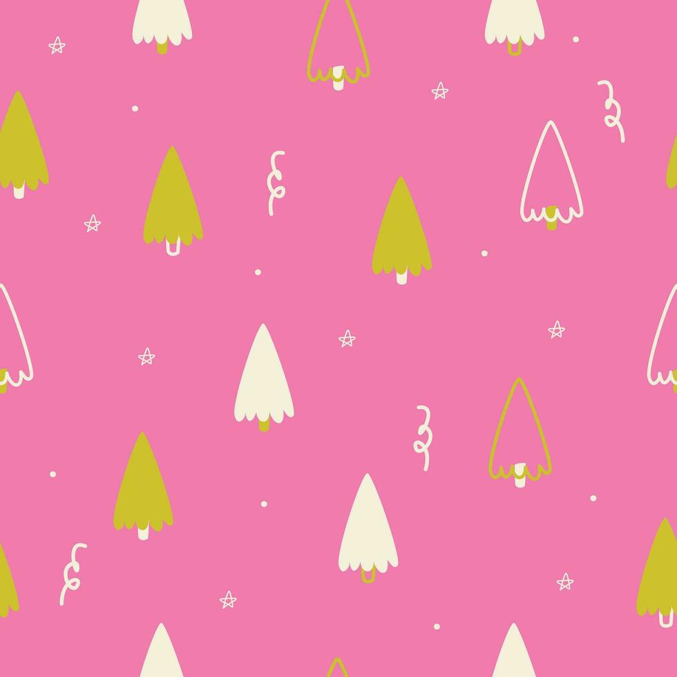 bright acid pattern of fir trees vector illustration