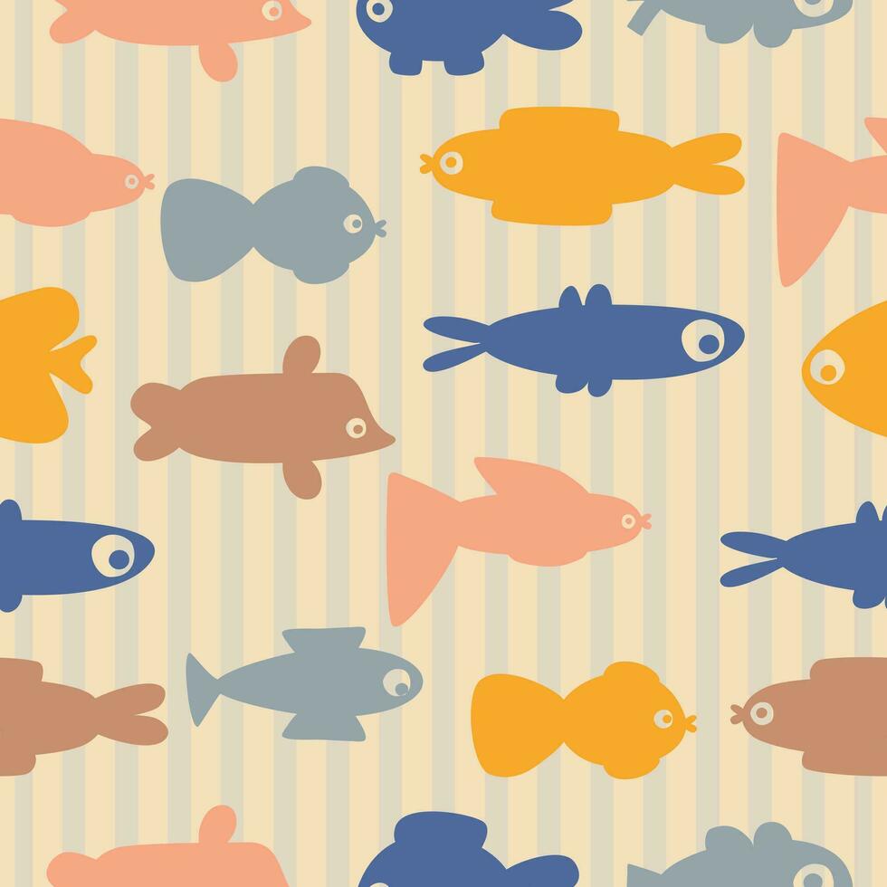 pattern of cute funny fish vector illustration