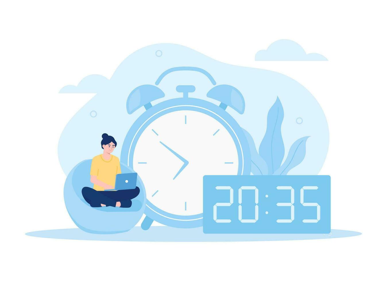 Time management concept flat illustration vector