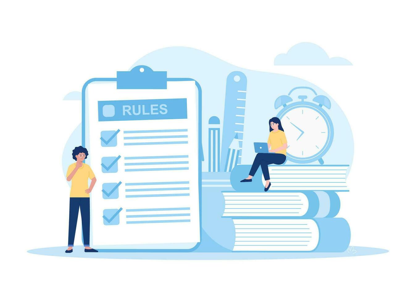 Managers audit business rules concept flat illustration vector