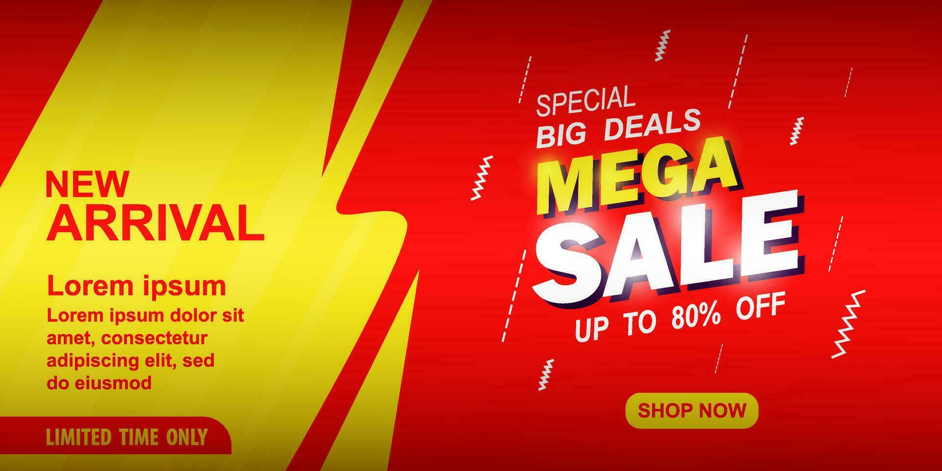 Mega sale discount banner template promotion vector