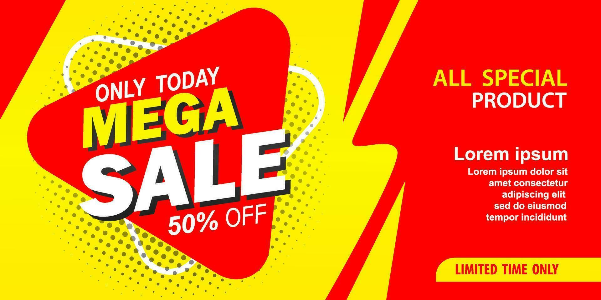 Mega sale discount banner template promotion vector
