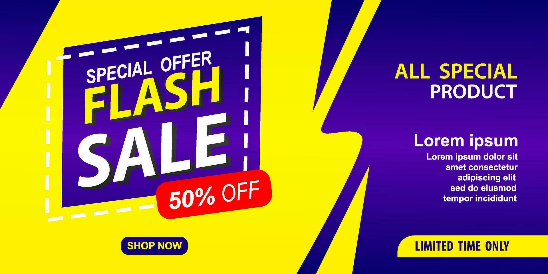 Flash sale discount banner template promotion vector