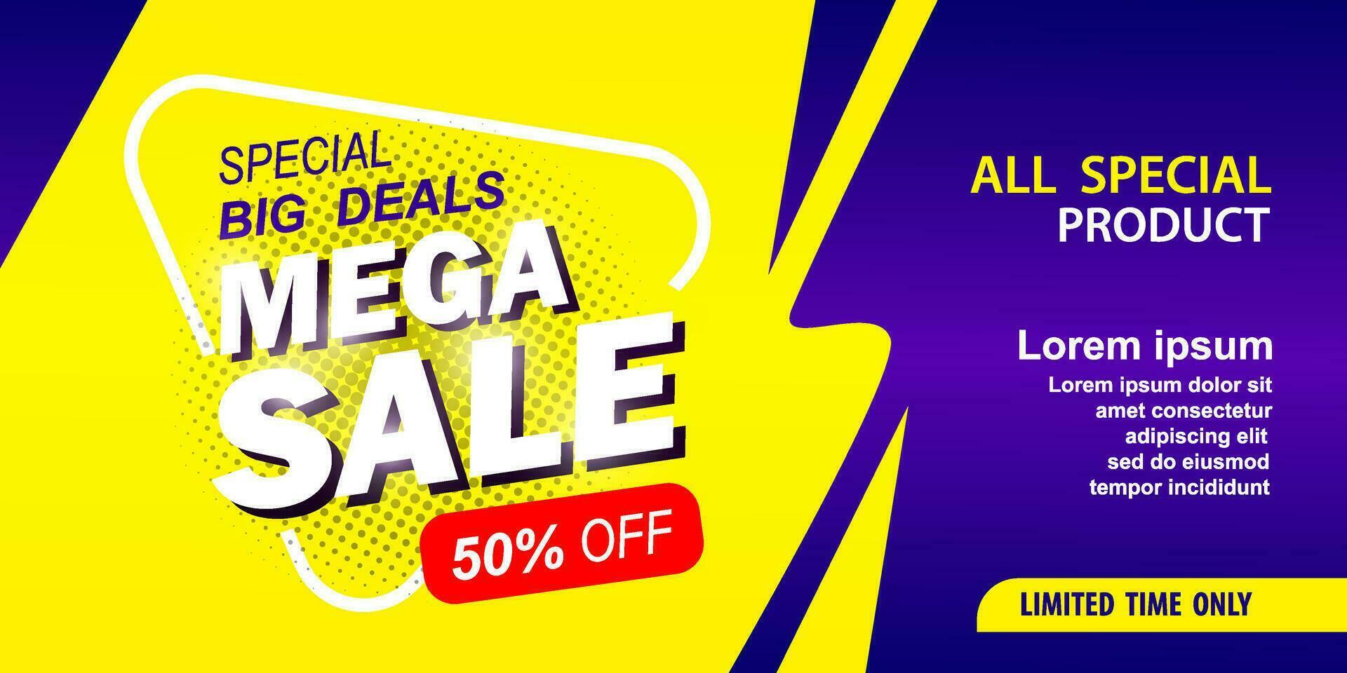 Mega sale discount banner template promotion vector