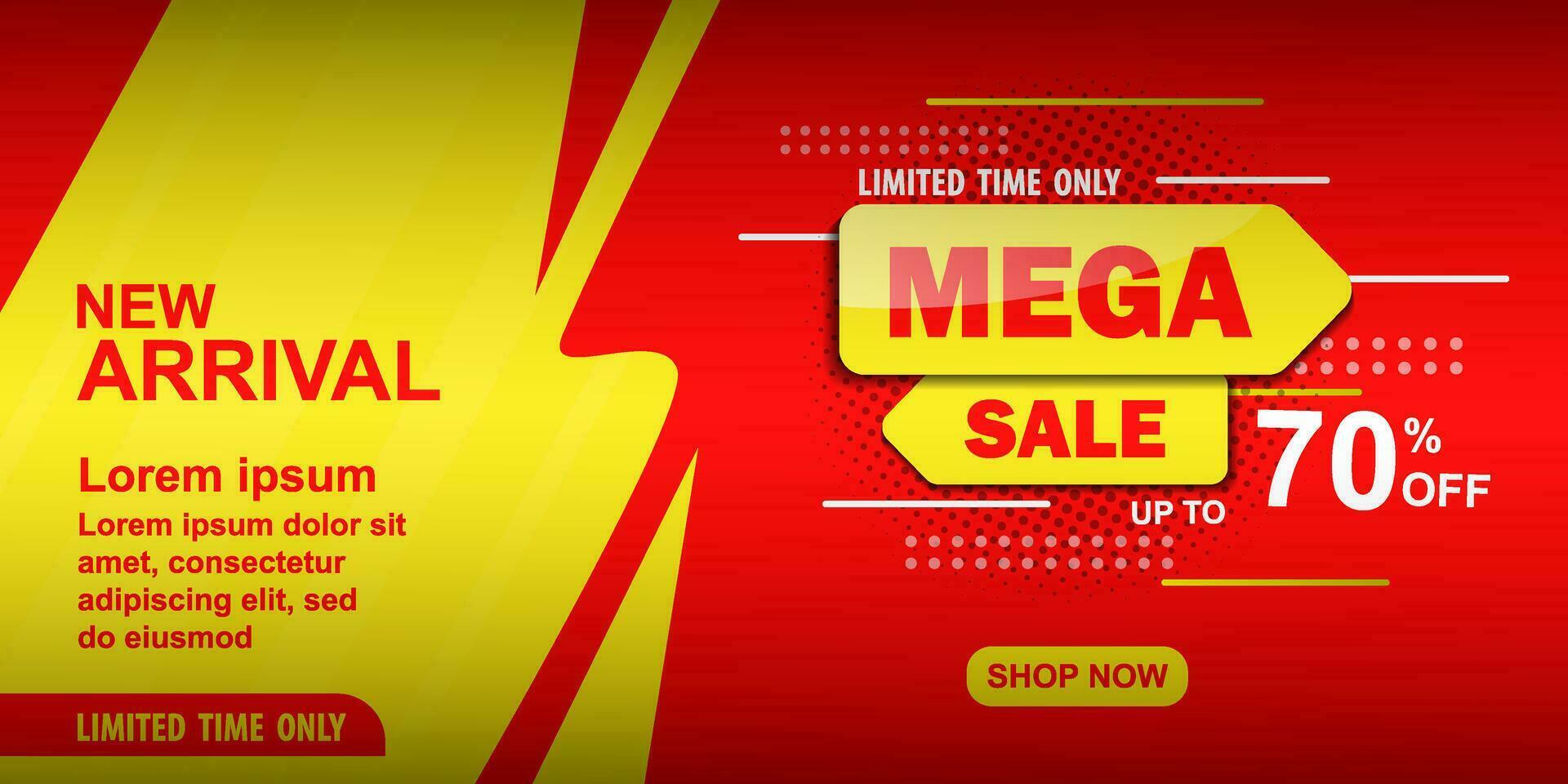 Mega sale discount banner template promotion vector