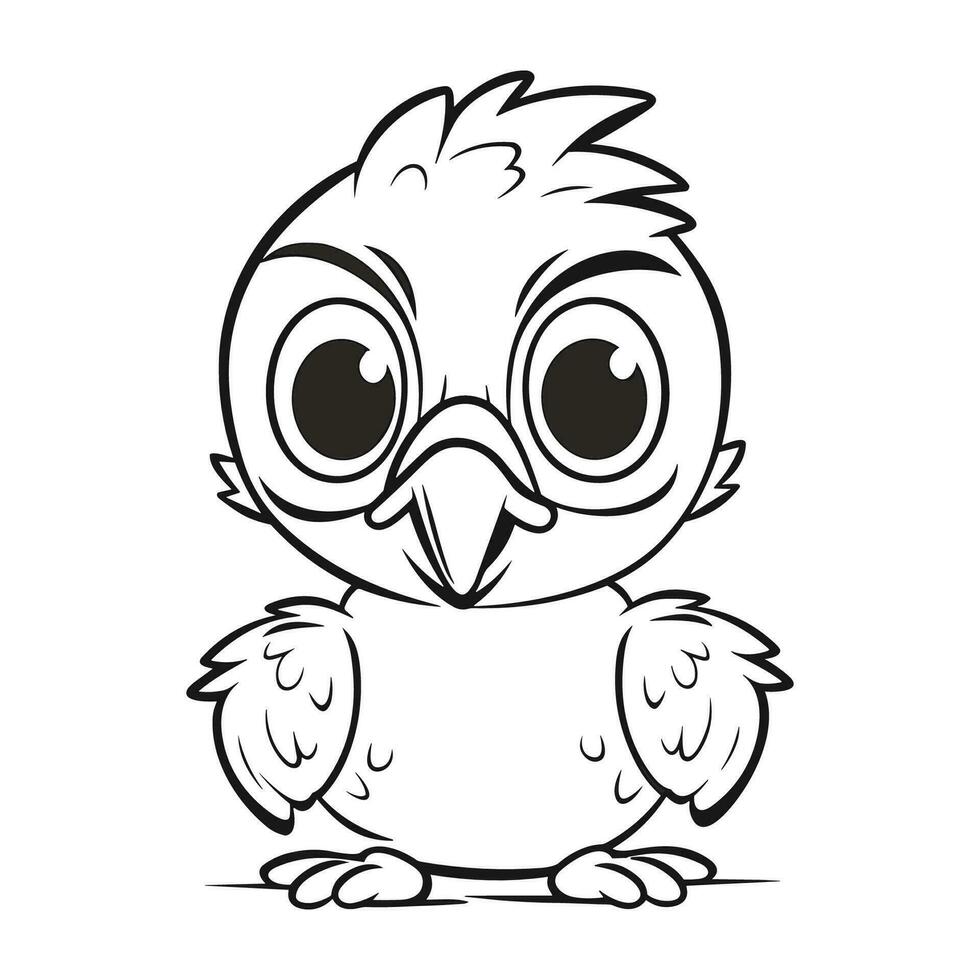 Hen coloring Page, Linear illustration for children coloring Pro Vector