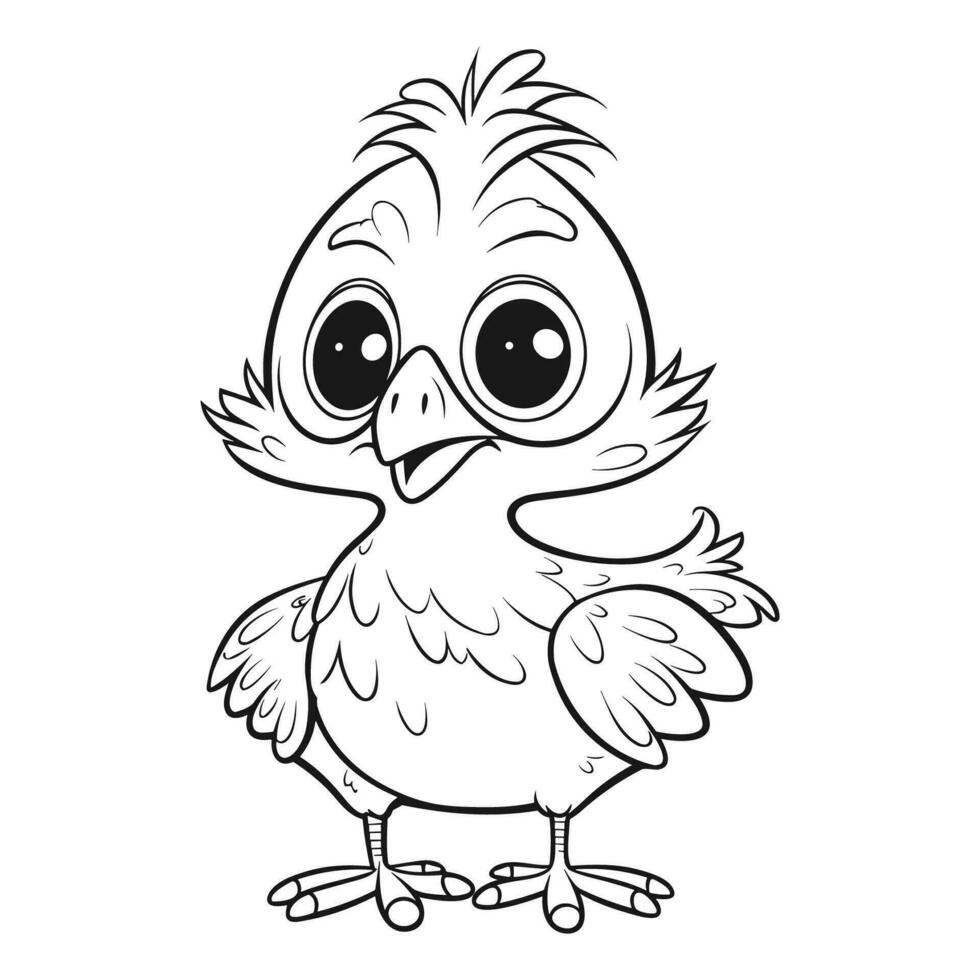 Hen coloring Page, Linear illustration for children coloring Pro Vector