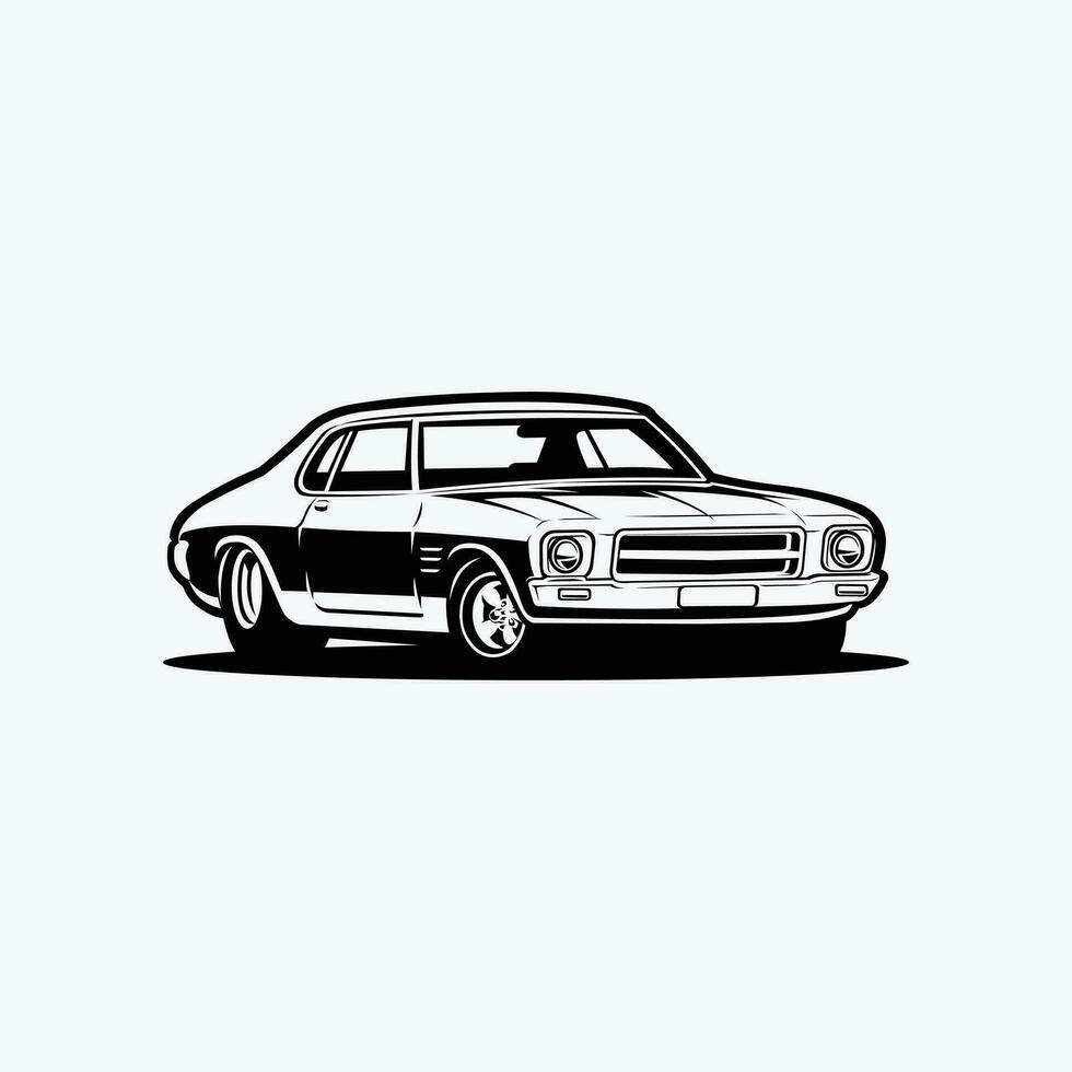 Australia Classic Muscle Car Vector Art Silhouette Monochrome Isolated