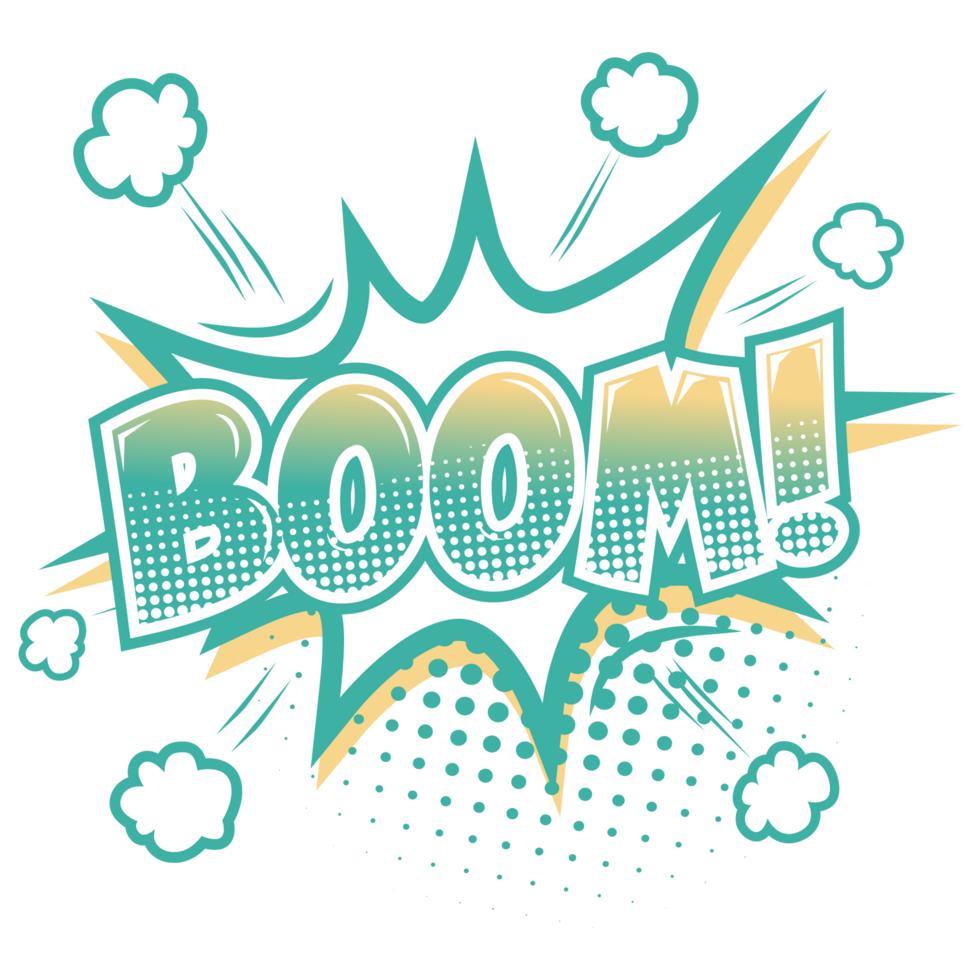 Boom Pop Cloud Retro Color 2D Illustration png