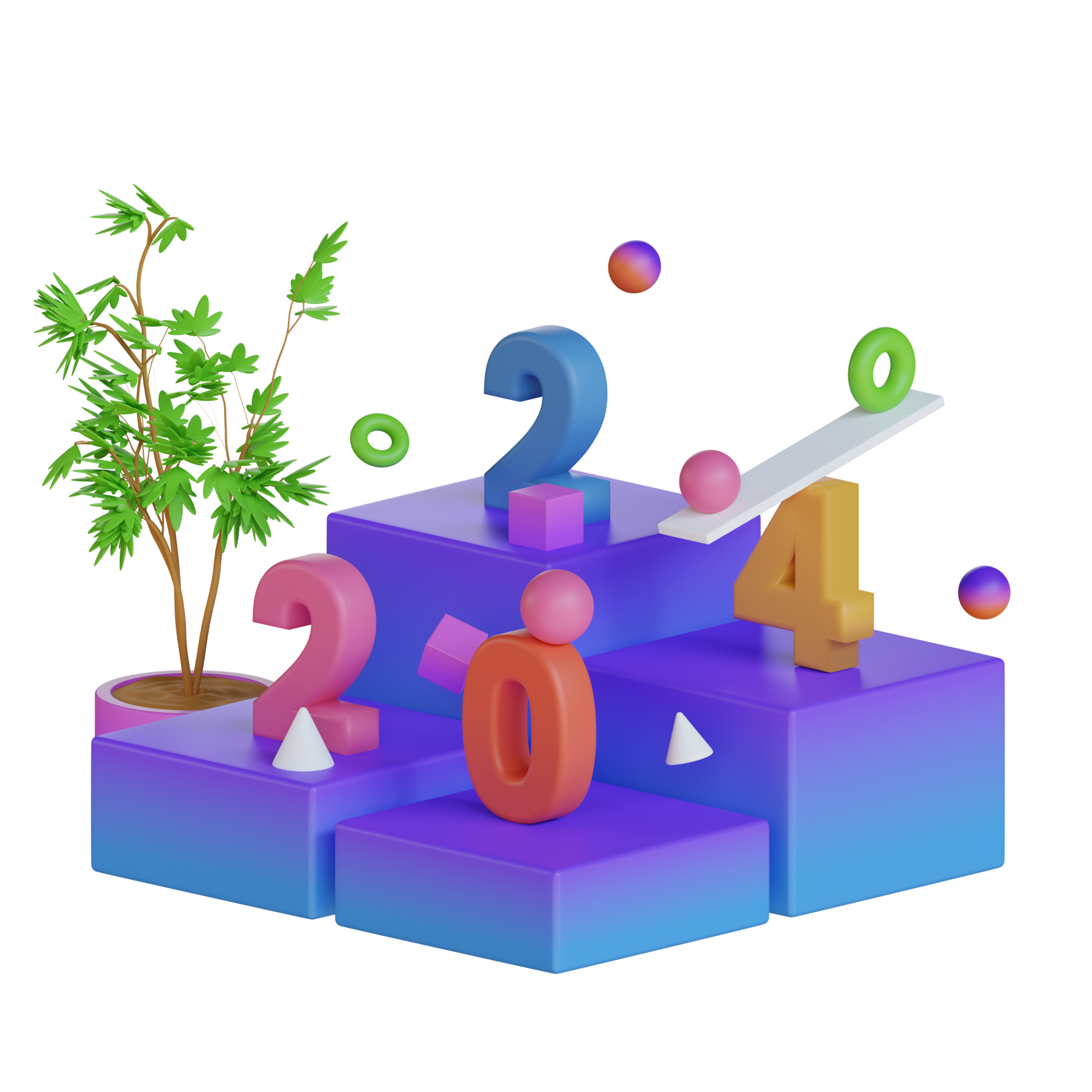Geometric New Years 2024 3D Illustration 29327148 PNG