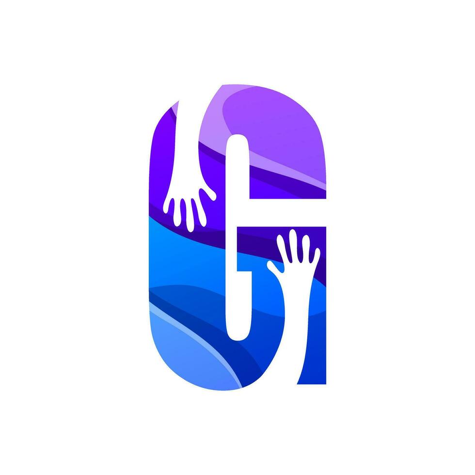 colorful letter g hand icon logo vector