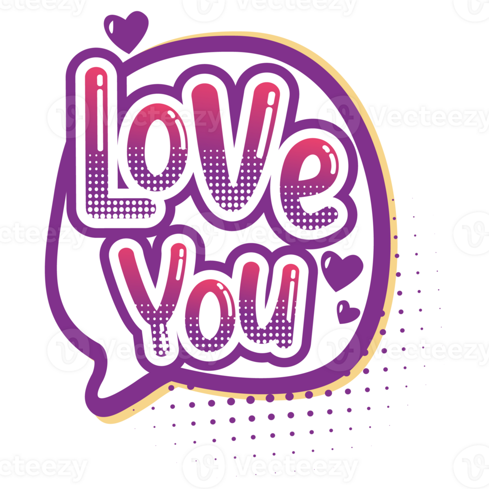 Love you icon Retro Color 2D Illustration png