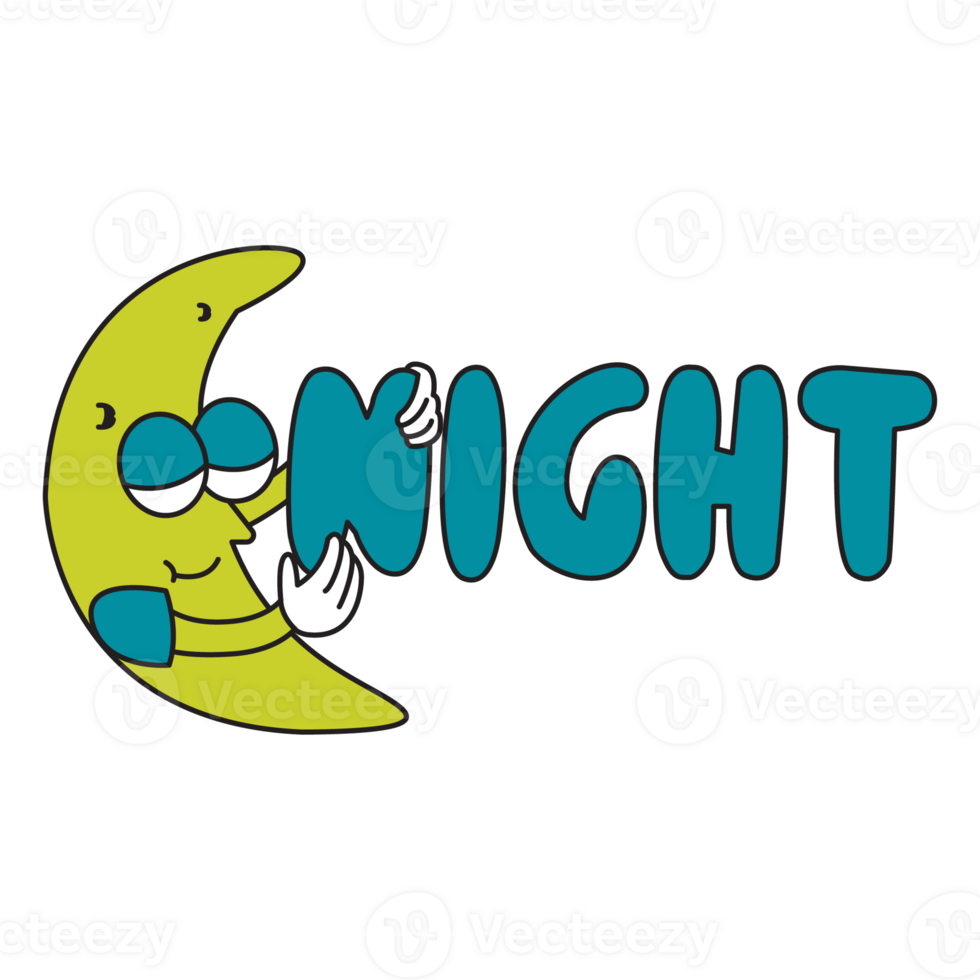 Good Night Sticker Pack Color 2D Illustration png