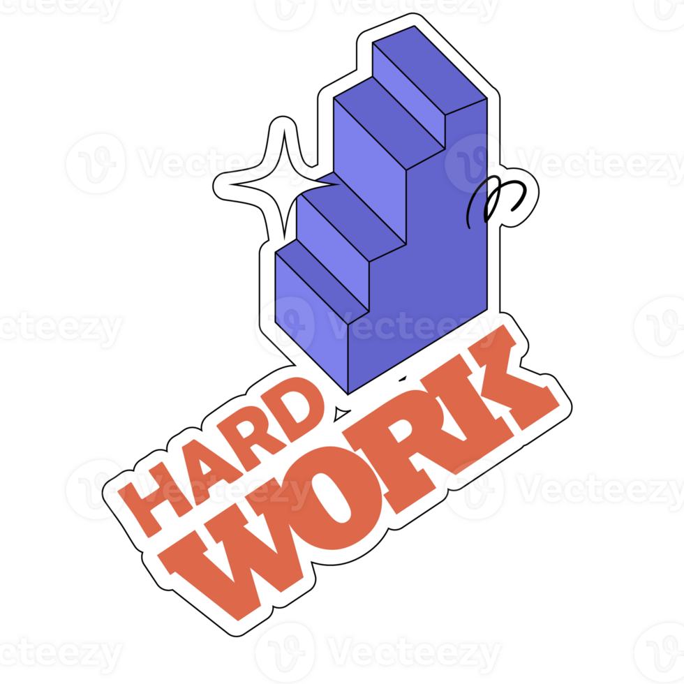 Hard Work Sticker Color 2D Illustration png