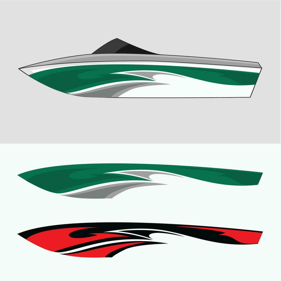 motor boat wrapping sticker design vector. motorboat body stickers vector