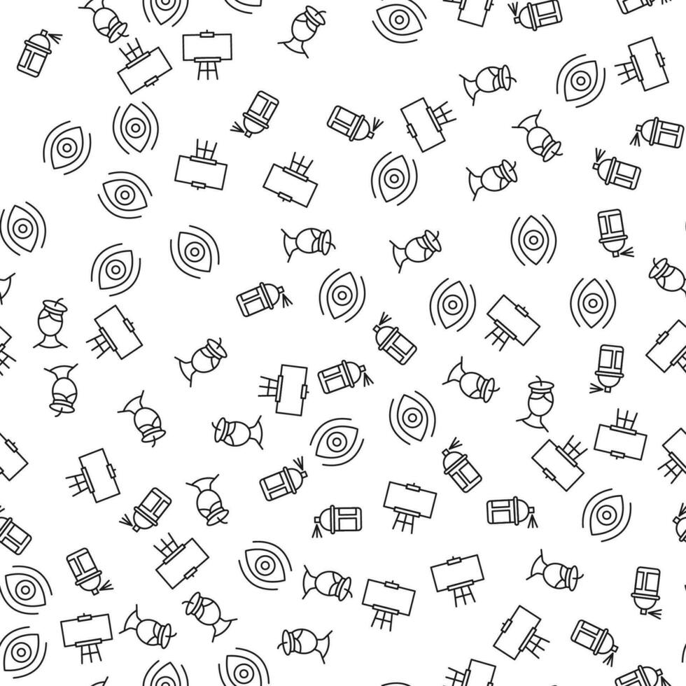 Eye, Dye, Easel, Artist Seamless vector pattern made of line icons. Suitable for web wrapping, printing, web sites, apps