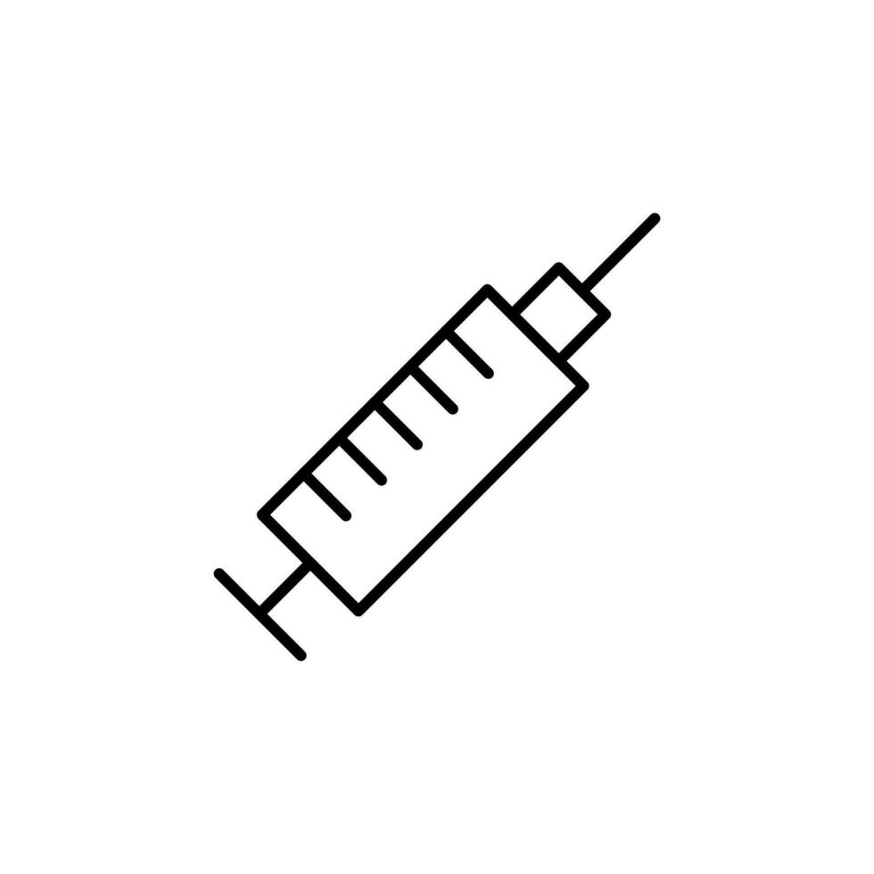 Syringe Vector Symbol for Advertisement. Suitable for books, stores, shops. Editable stroke in minimalistic outline style. Symbol for design