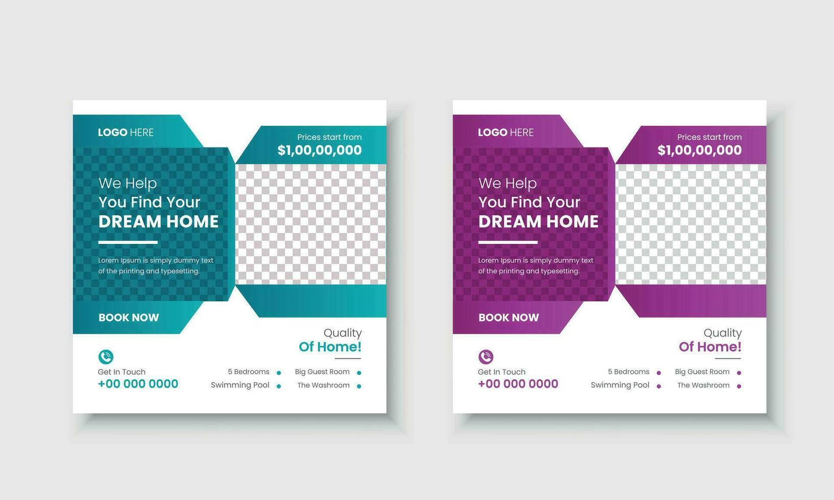 Real Estate Business Social media post design template vector image banner, ads, cover, in square size.