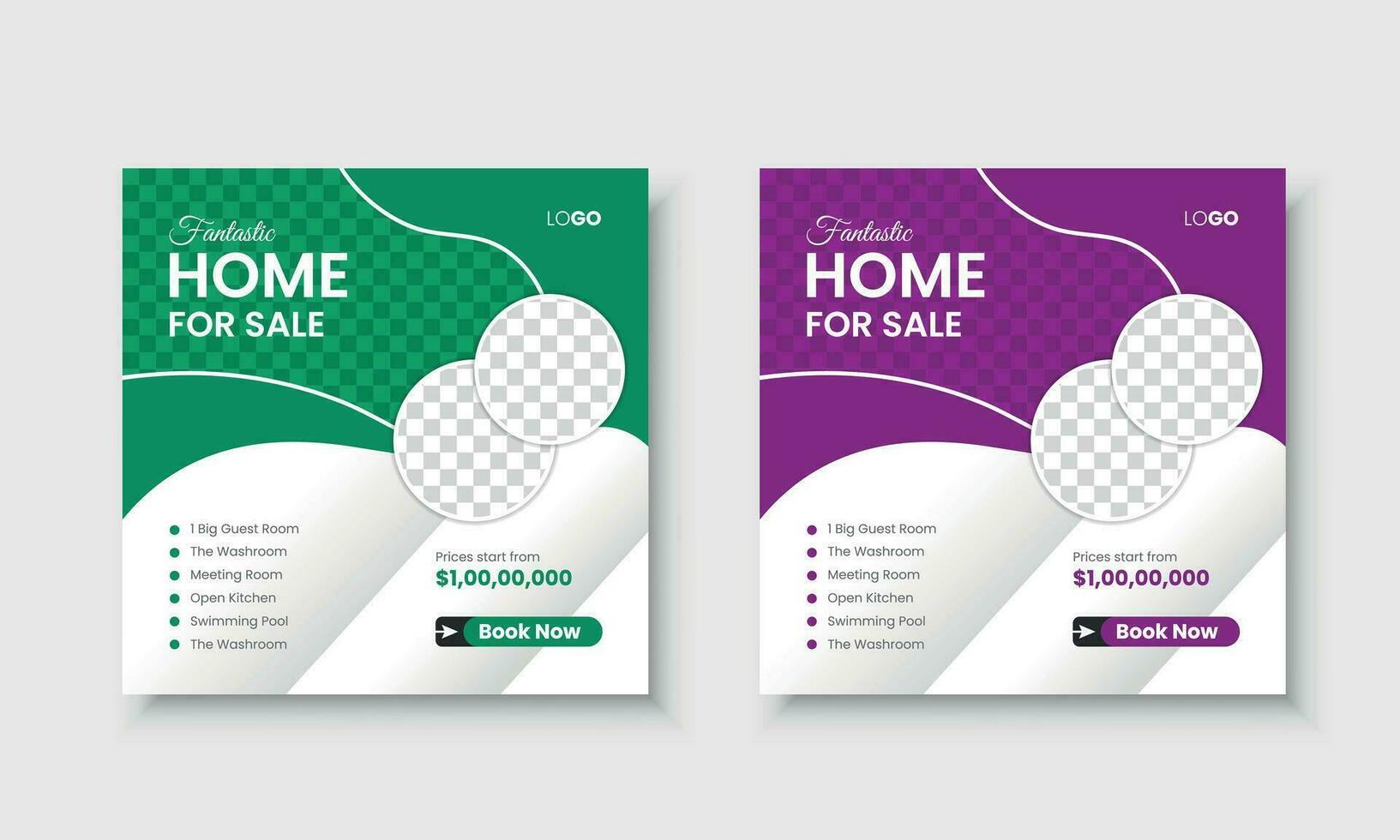 Real Estate Business Social media post design template vector image banner, ads, cover, in square size.