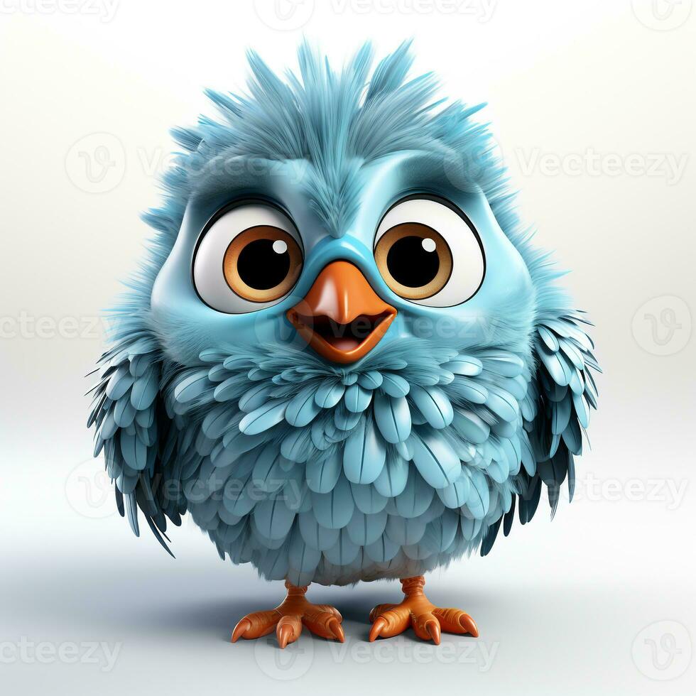 3d cartoon cute bird ai photo