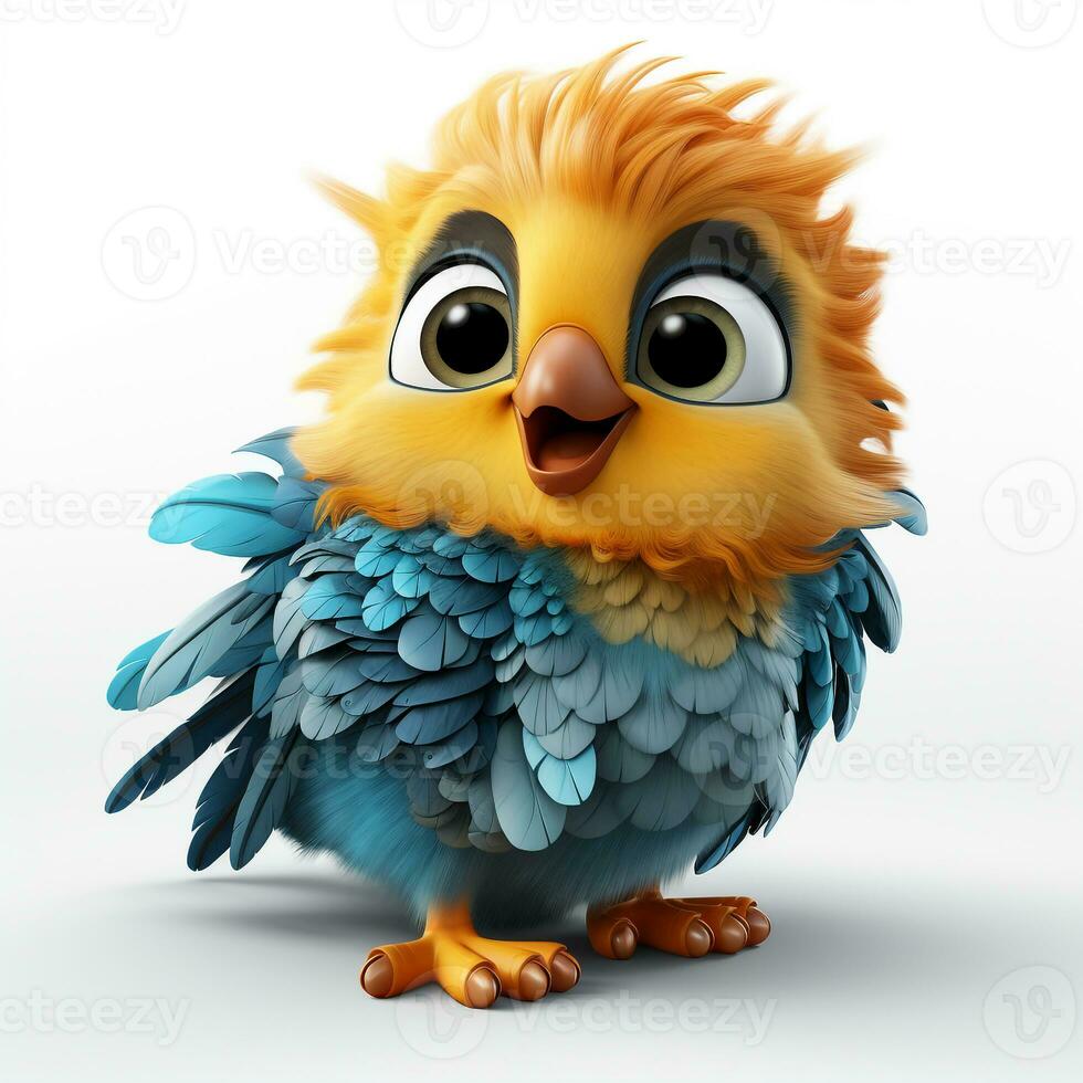 3d cartoon cute bird ai photo