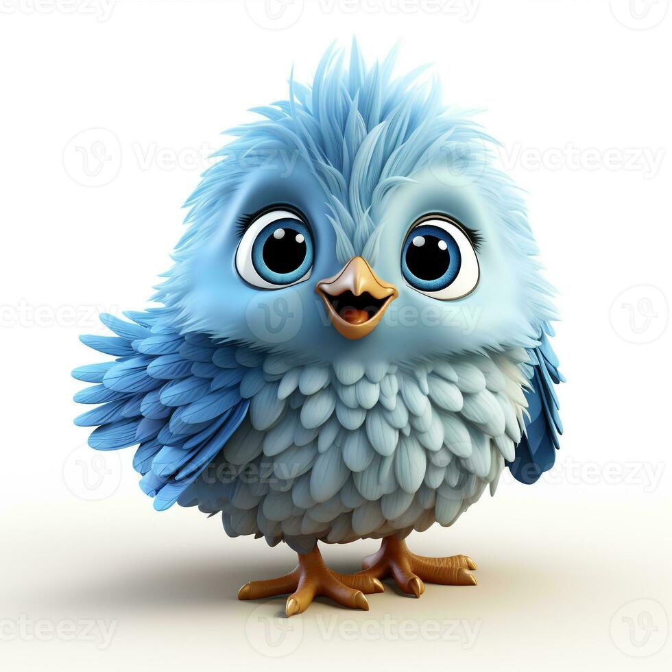 3d cartoon cute bird ai photo