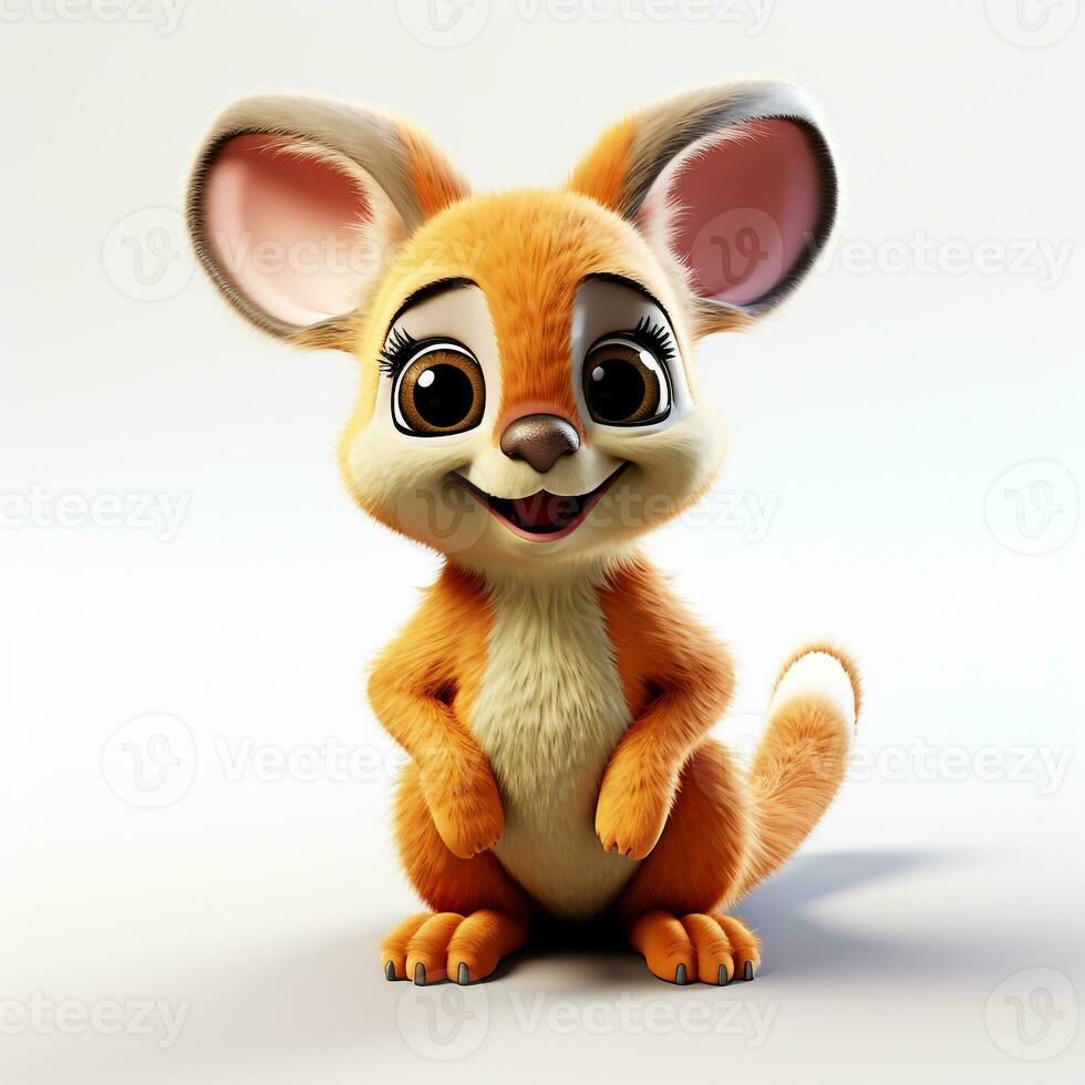 3d cartoon cute brown kangaroo ai photo