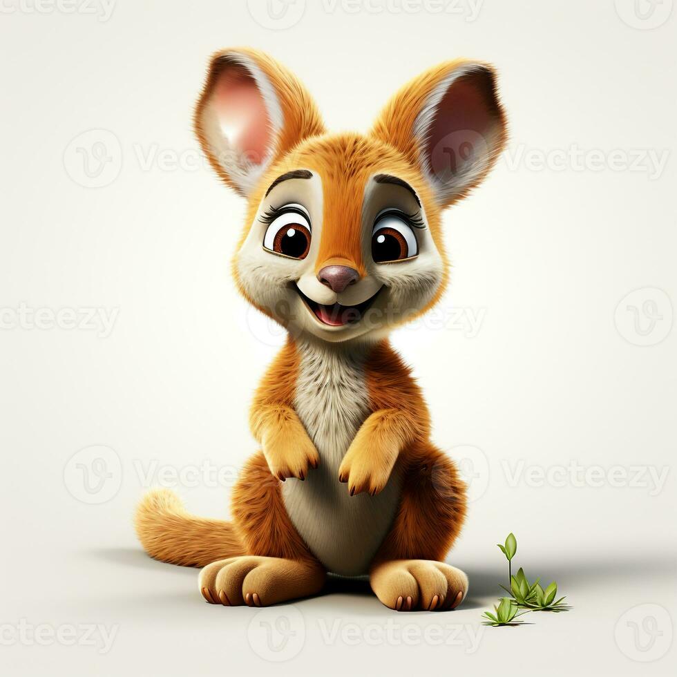 3d cartoon cute brown kangaroo ai photo