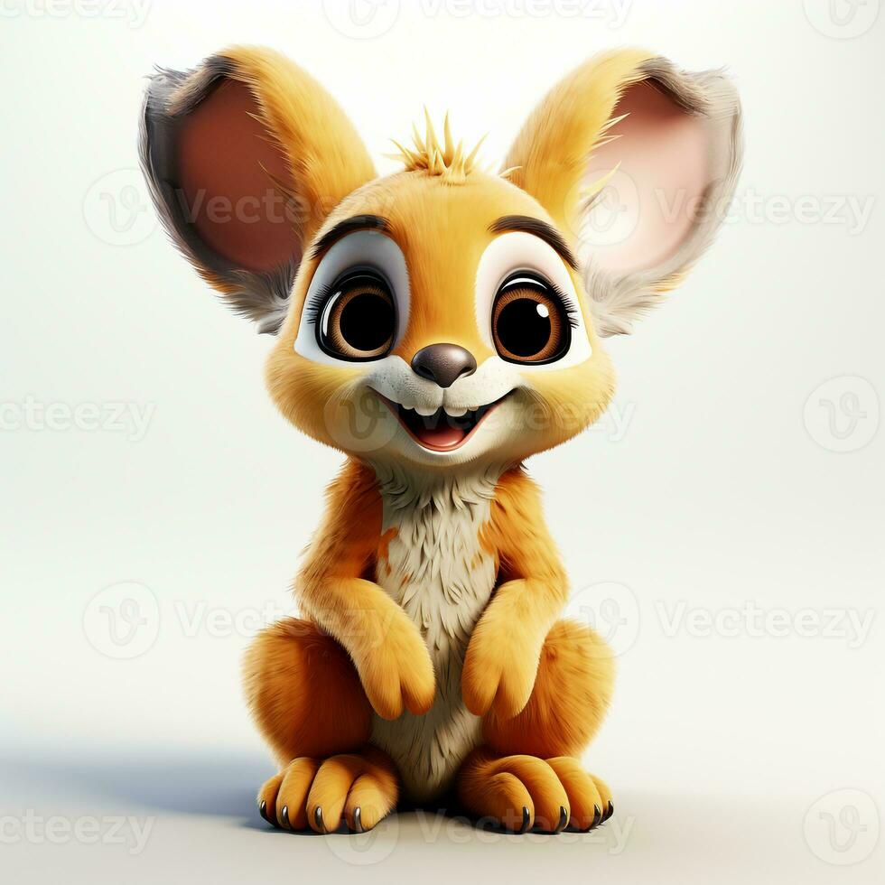 3d cartoon cute brown kangaroo ai photo