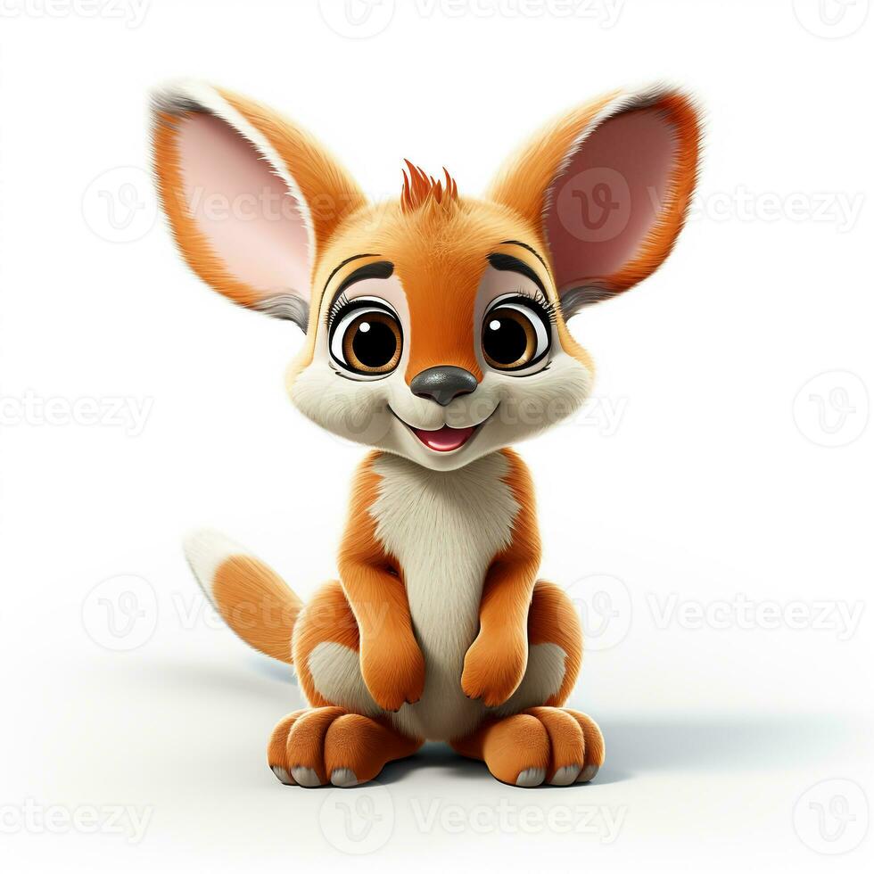 3d cartoon cute brown kangaroo ai photo