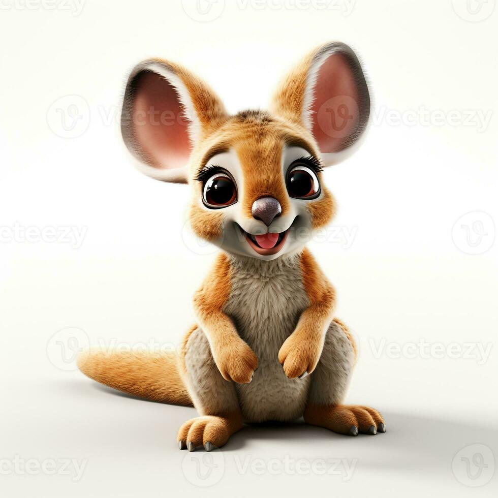 3d cartoon cute brown kangaroo ai photo